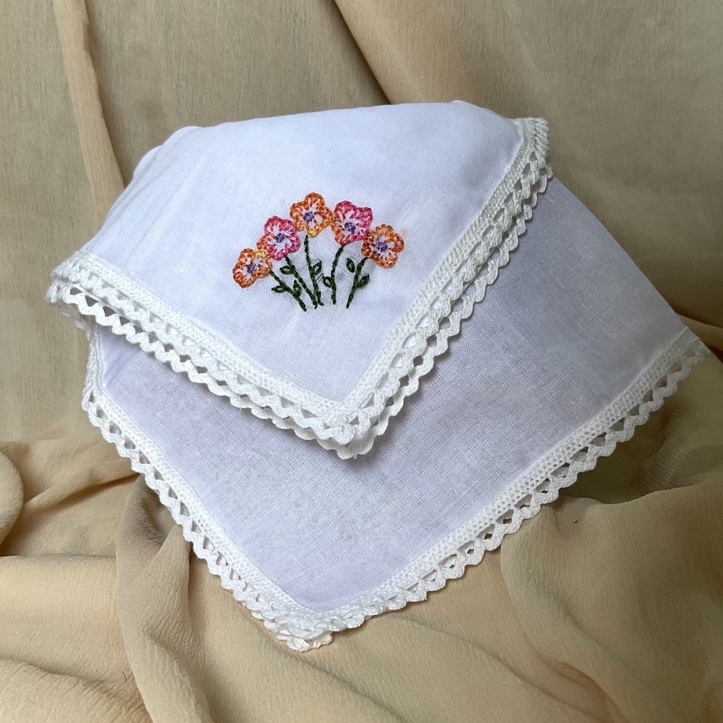 Handembroidered Handkerchief - set of 4 White