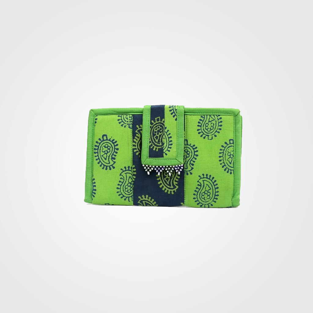 Wallet N Card Holder - Lime Block Print