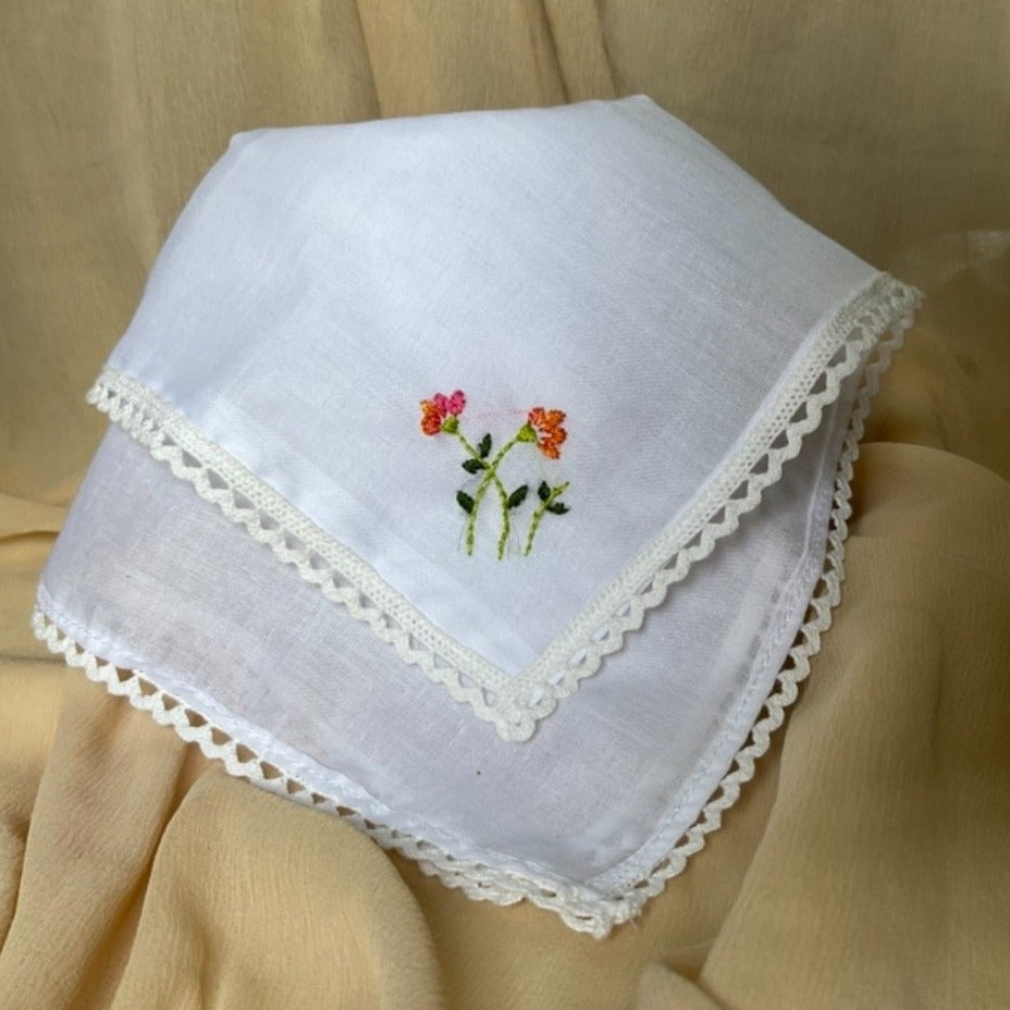 Handembroidered Handkerchief - set of 4 White