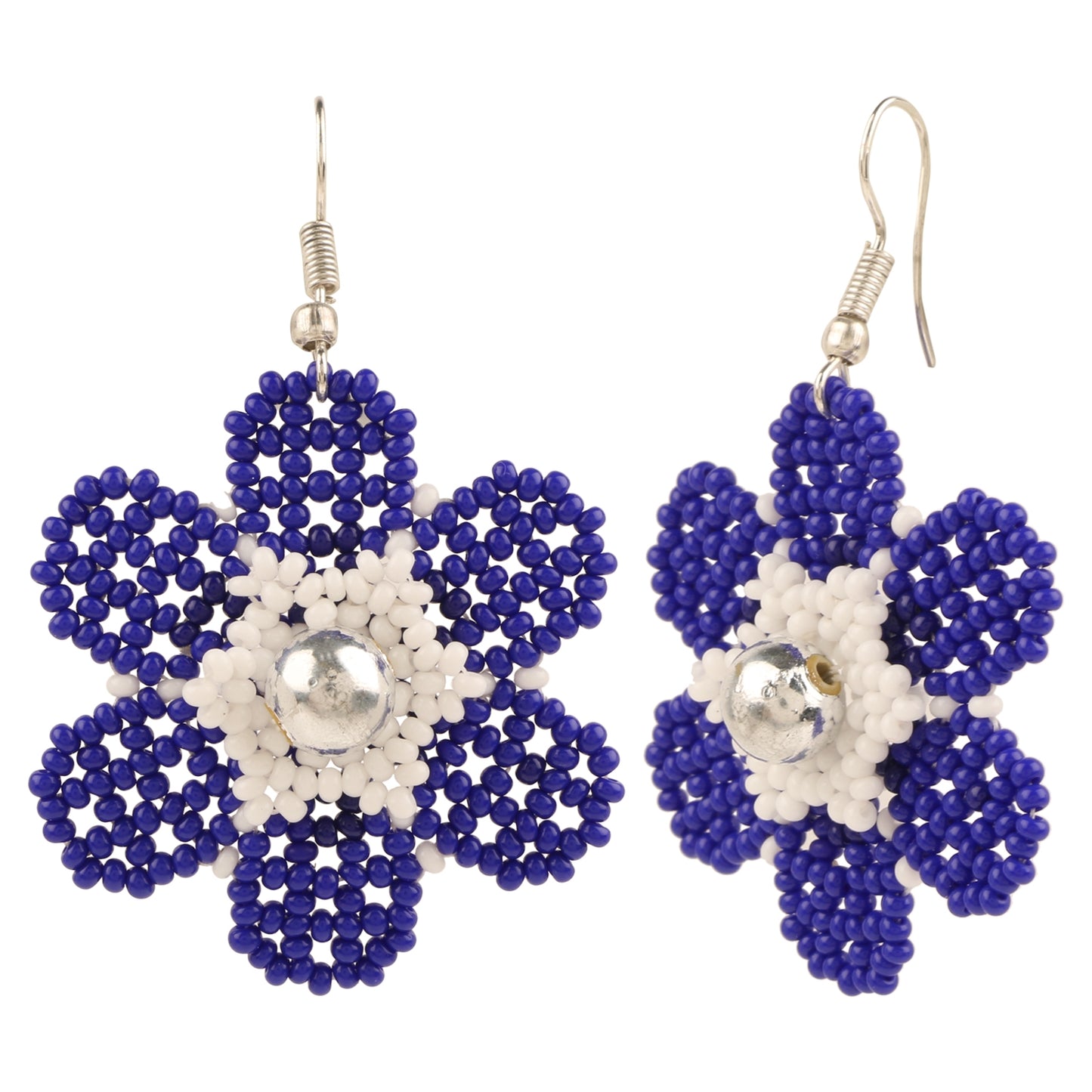 Blue Flower Glass Bead Earrings