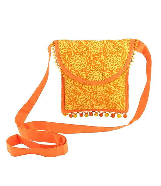 Necklace Sling Bag - Yellow Block Print